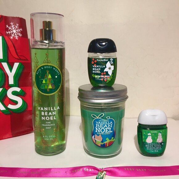 BBW Bath Body Works Vanilla Bean Noel Sanitizer Candle Spray Bundle Set Lot NWT - Picture 1 of 6